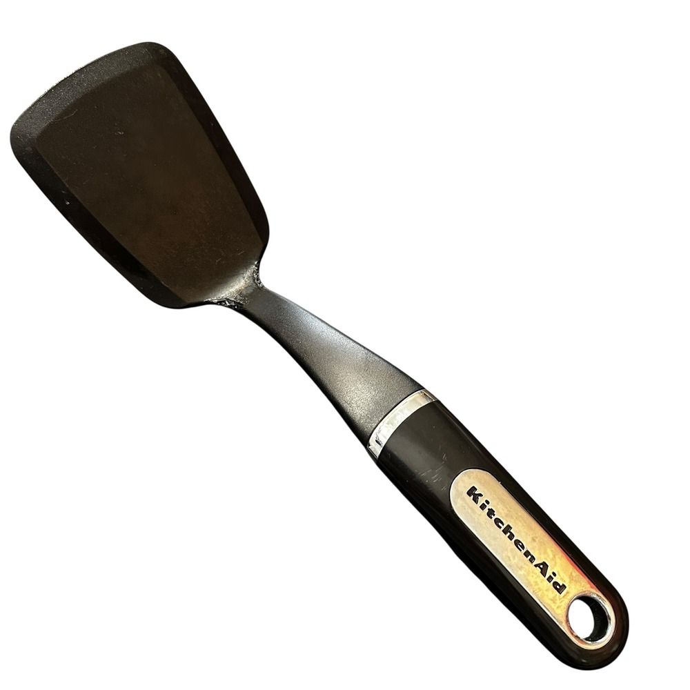 KitchenAid Black Nylon Turner Spatula Heat Resistant Black Chrome 12 Inch